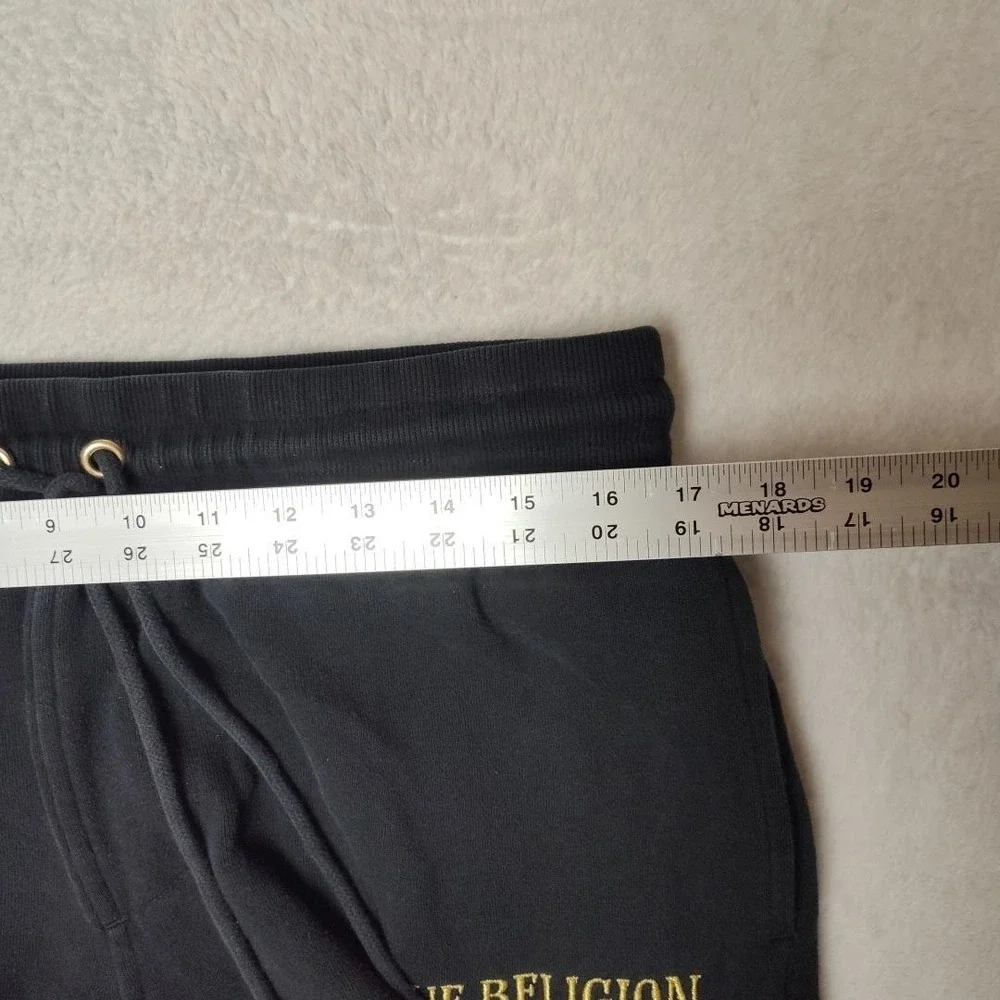 True Religion Jogger Pants Mens M Black Shine Arch‎ Classic Jogger Fleece School